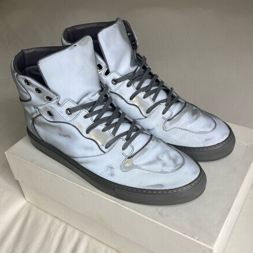 Rare Authentic Balenciaga Reflective Sneaker High Top Gray Men Sz 46 US 13